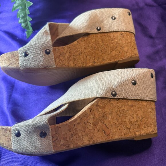 NEW📌Michael Comfy Platform Criss Cross X Straps Wedge Slip-On Sandals - Picture 3 of 12